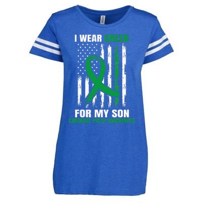 Green Cerebral Palsy Awareness American Flag Cp Enza Ladies Jersey Football T-Shirt