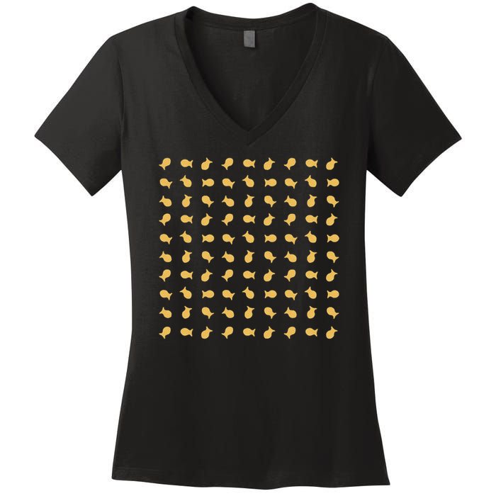Goldfish Crackers Pattern Funny Goldfish Cracker Women's V-Neck T-Shirt