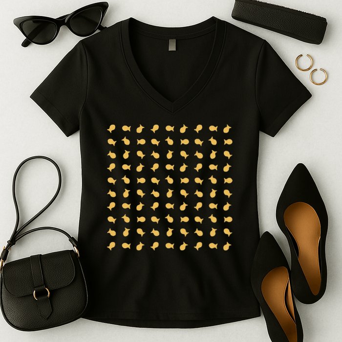 Goldfish Crackers Pattern Funny Goldfish Cracker Women's V-Neck T-Shirt