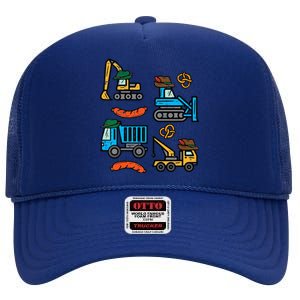 German Construction Pretzel Sausage Oktoberfest High Crown Mesh Back Trucker Hat