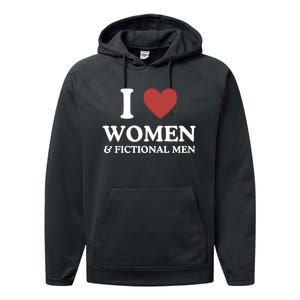 Girly Core Pride Shirts I Love Women And Fictional Performance Fleece Hoodie