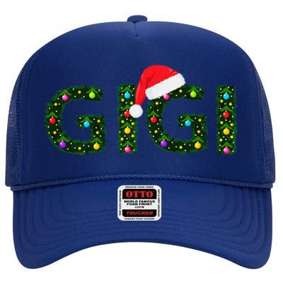 Gigi Christmas Pajama Family Matching Grandma Grandmother High Crown Mesh Back Trucker Hat