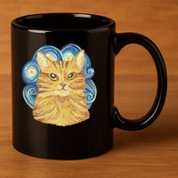 Golden Cat Post Impressionism 11oz C Handle Ceramic Mug