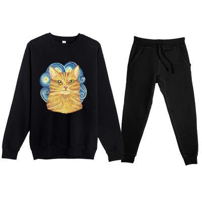 Golden Cat Post Impressionism Premium Crewneck Sweatsuit Set