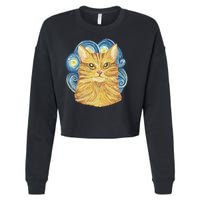 Golden Cat Post Impressionism Cropped Pullover Crew