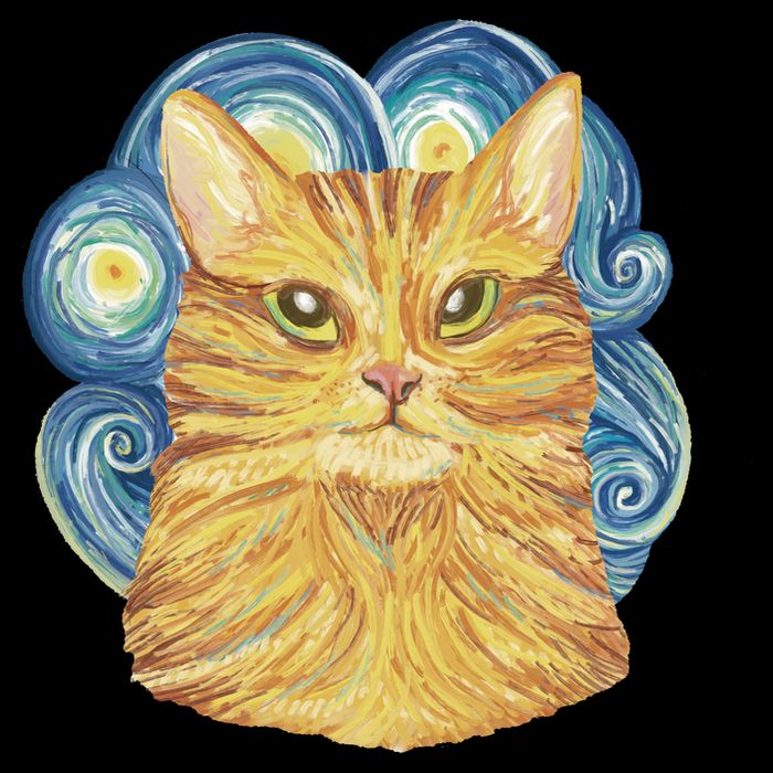 Golden Cat Post Impressionism Cropped Pullover Crew