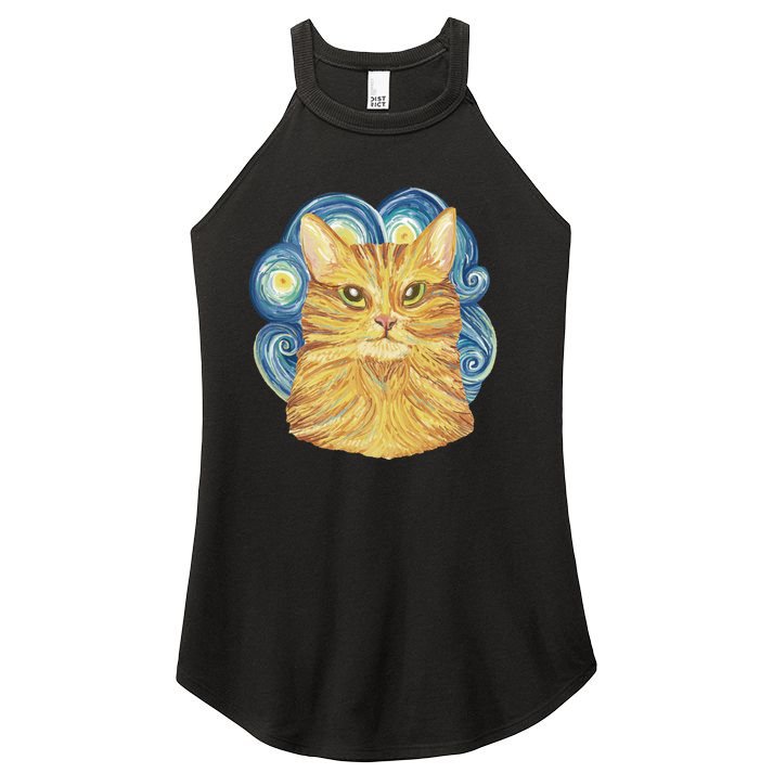Golden Cat Post Impressionism Women's Perfect Tri Rocker Tank