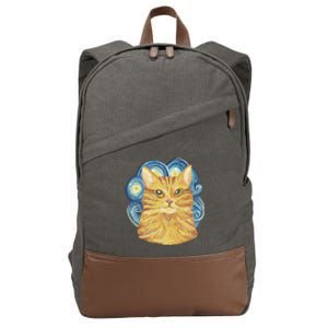 Golden Cat Post Impressionism Cotton Canvas Backpack