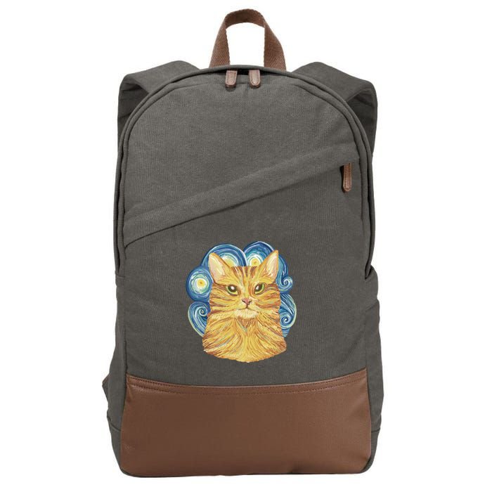 Golden Cat Post Impressionism Cotton Canvas Backpack