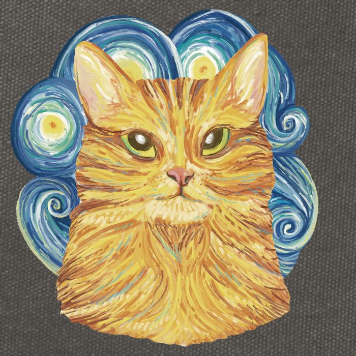 Golden Cat Post Impressionism Cotton Canvas Backpack