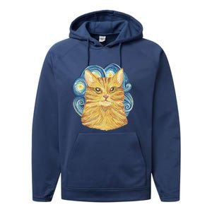 Golden Cat Post Impressionism Performance Fleece Hoodie