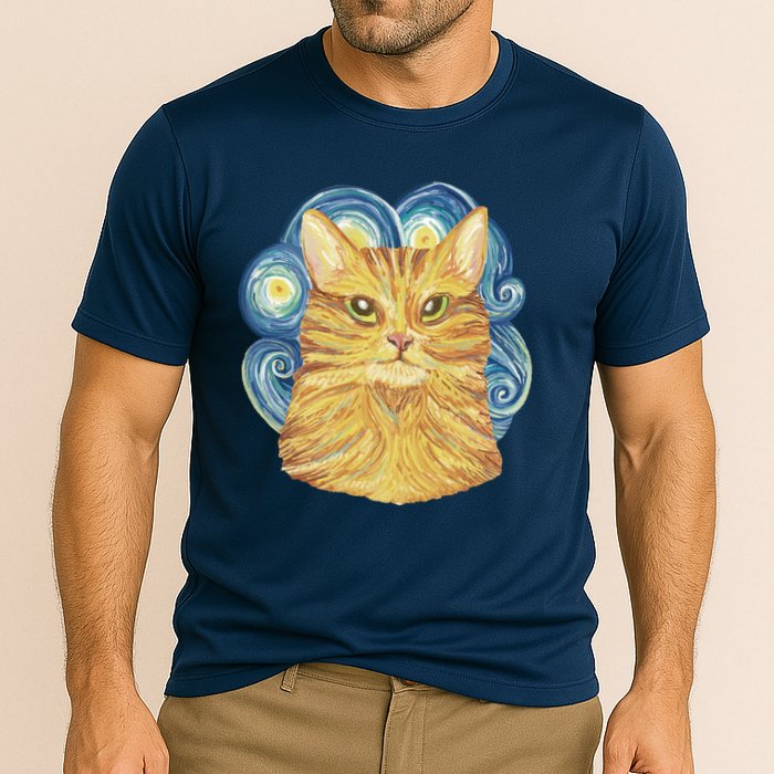 Golden Cat Post Impressionism Performance Shirt