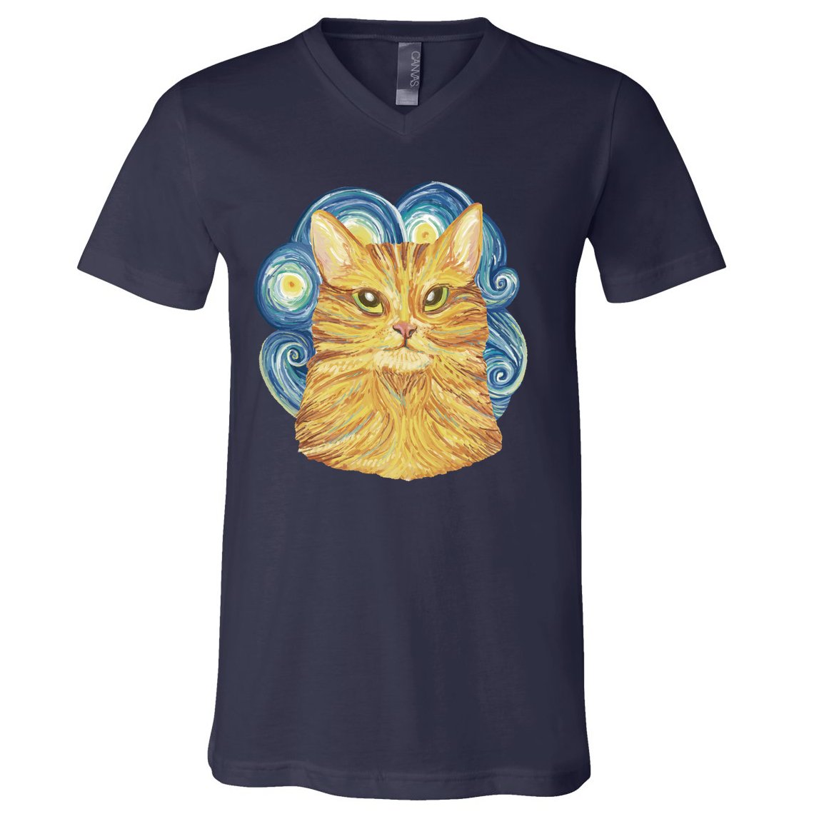 Golden Cat Post Impressionism V-Neck T-Shirt