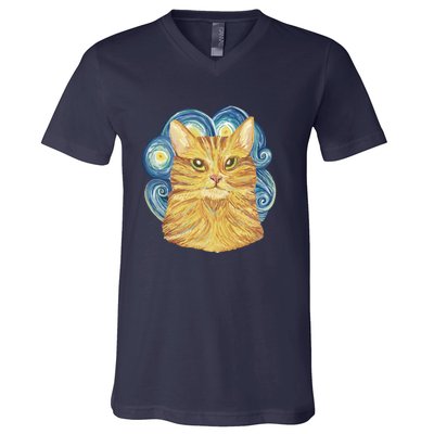 Golden Cat Post Impressionism V-Neck T-Shirt