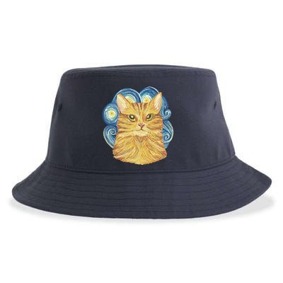 Golden Cat Post Impressionism Sustainable Bucket Hat