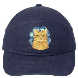 Golden Cat Post Impressionism 7-Panel Snapback Hat