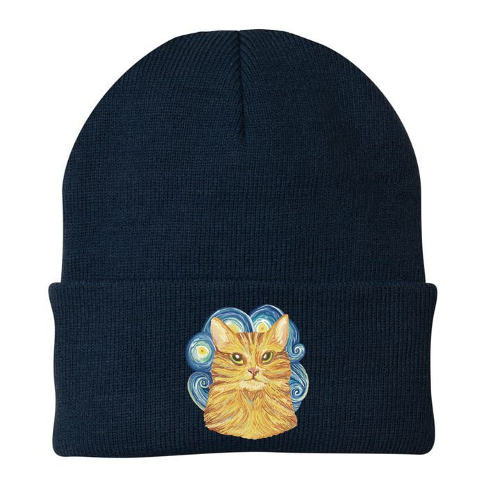 Golden Cat Post Impressionism Knit Cap Winter Beanie