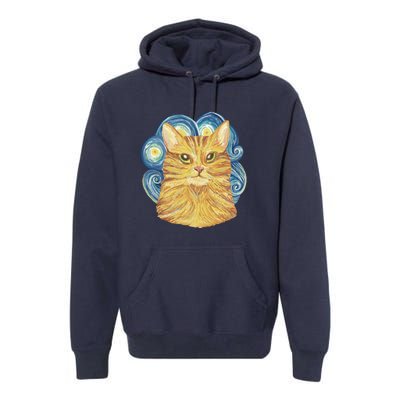 Golden Cat Post Impressionism Premium Hoodie