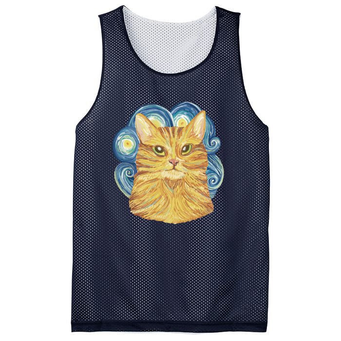 Golden Cat Post Impressionism Mesh Reversible Basketball Jersey Tank