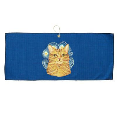Golden Cat Post Impressionism Large Microfiber Waffle Golf Towel