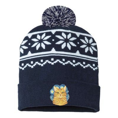 Golden Cat Post Impressionism USA-Made Snowflake Beanie