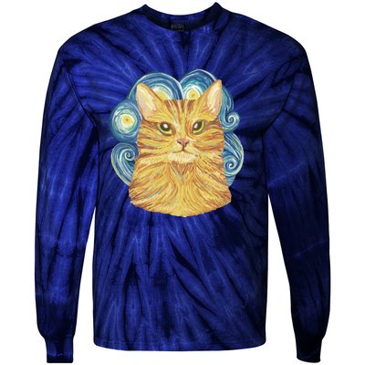 Golden Cat Post Impressionism Tie-Dye Long Sleeve Shirt