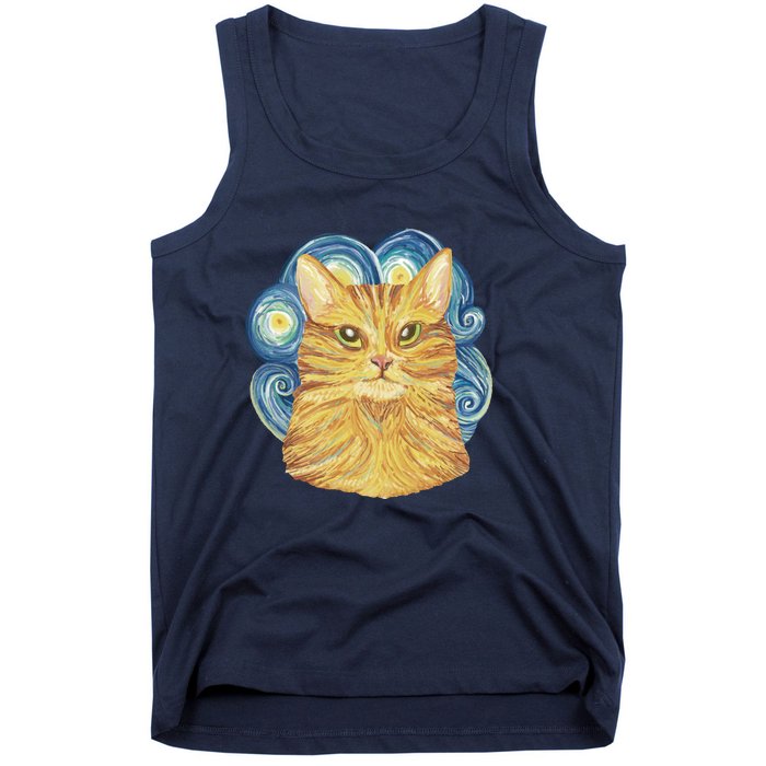 Golden Cat Post Impressionism Tank Top