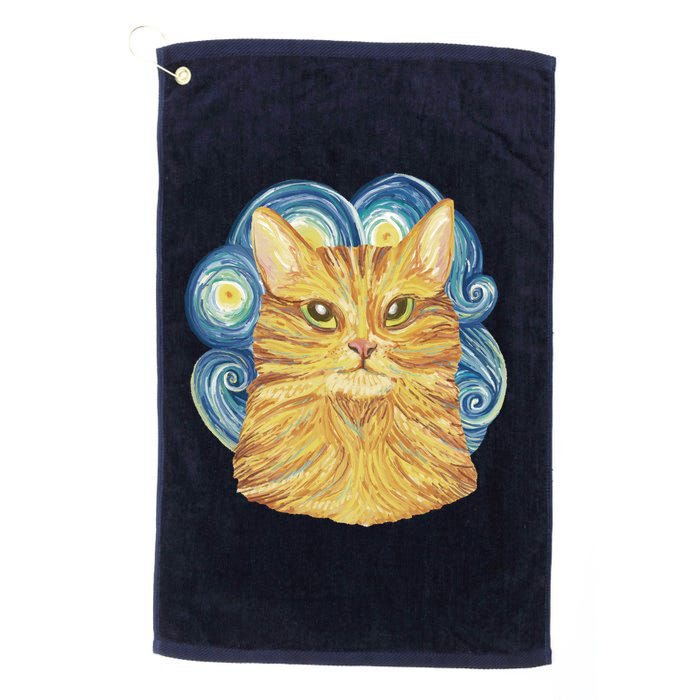 Golden Cat Post Impressionism Golf Towel