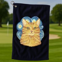 Golden Cat Post Impressionism Golf Towel