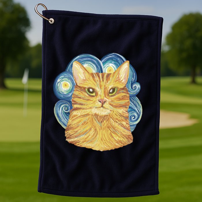 Golden Cat Post Impressionism Golf Towel