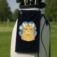 Golden Cat Post Impressionism Golf Towel