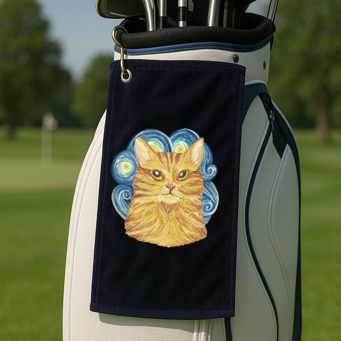 Golden Cat Post Impressionism Golf Towel