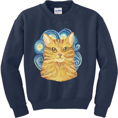 Golden Cat Post Impressionism Kids Sweatshirt