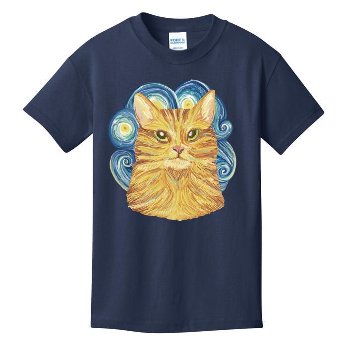 Golden Cat Post Impressionism Kids T-Shirt