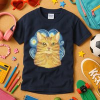 Golden Cat Post Impressionism Kids T-Shirt