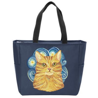 Golden Cat Post Impressionism Zip Tote Bag