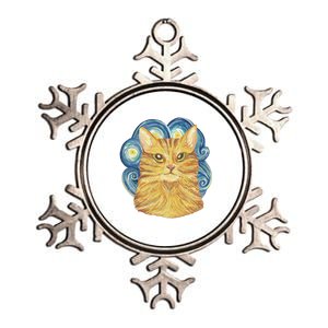 Golden Cat Post Impressionism Metallic Star Ornament