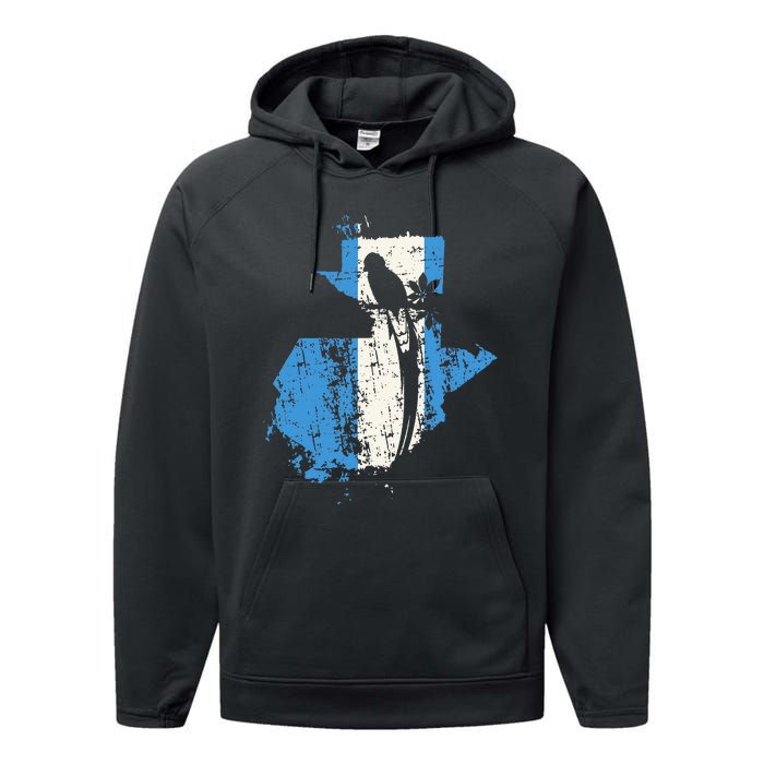 Guatemalan Chapin Quetzal Proud Distressed Modern Performance Fleece Hoodie