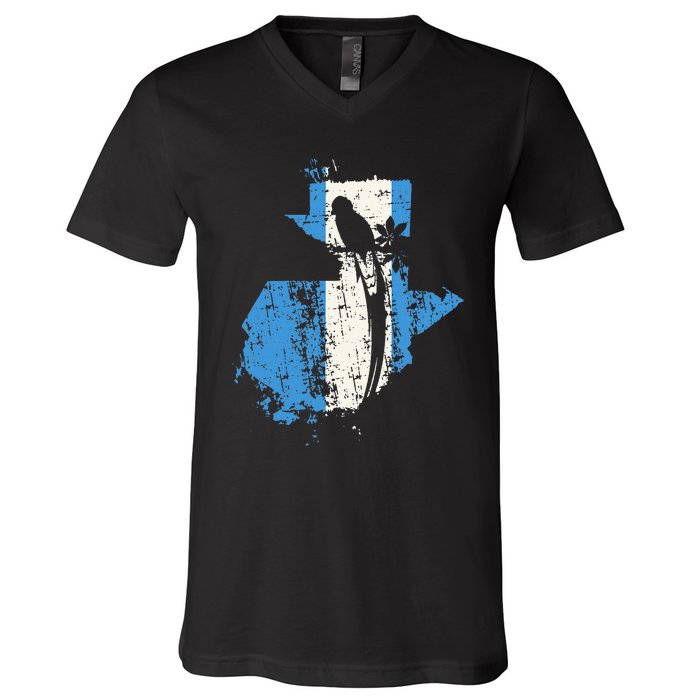 Guatemalan Chapin Quetzal Proud Distressed Modern V-Neck T-Shirt