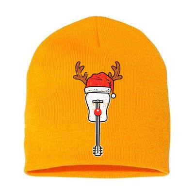 Guitar Christmas Reindeer Music Instrut Rocker Rock Xmas Short Acrylic Beanie