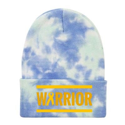 Gold Cancer Ribbon Warrior Tie Dye 12in Knit Beanie