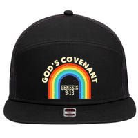 God’s Covenant Rainbow Genesis 9:13 Christian 7 Panel Mesh Trucker Snapback Hat