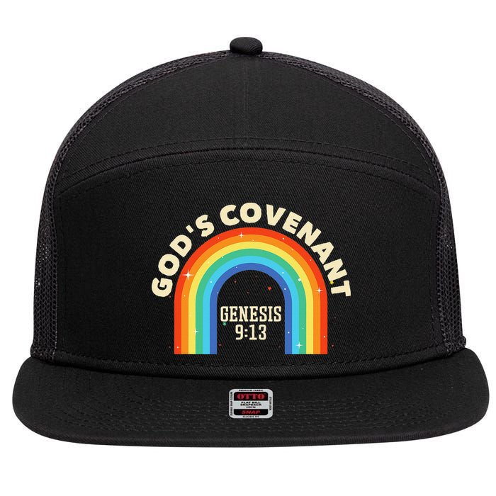 God’s Covenant Rainbow Genesis 9:13 Christian 7 Panel Mesh Trucker Snapback Hat