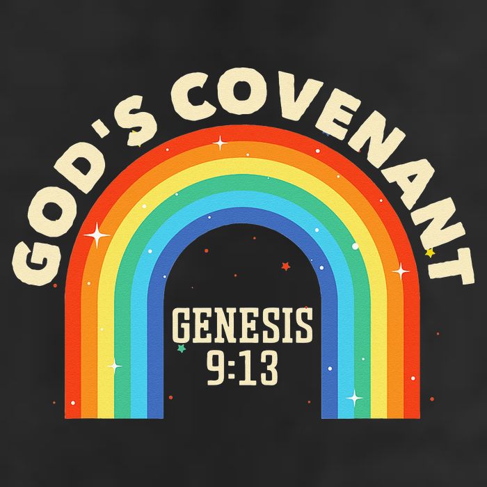 God’s Covenant Rainbow Genesis 9:13 Christian 7 Panel Mesh Trucker Snapback Hat