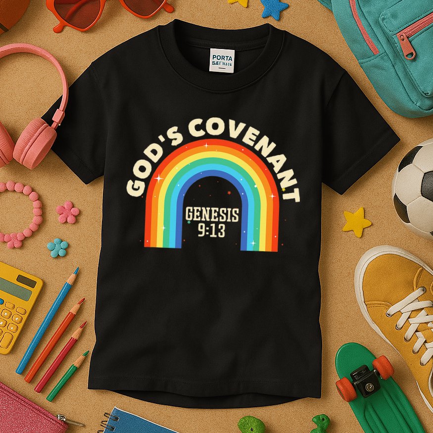 God’s Covenant Rainbow Genesis 9:13 Christian Kids T-Shirt