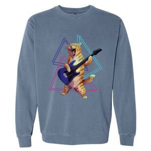 Guitar Cat Rock Kitty On An Electric Guitar Garment-Dyed Sweatshirt