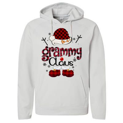 Grammy Claus Red Plaid Grandma Gift Performance Fleece Hoodie