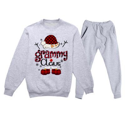 Grammy Claus Red Plaid Grandma Gift Premium Crewneck Sweatsuit Set