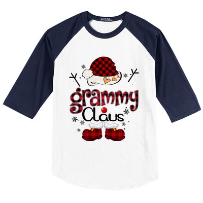 Grammy Claus Red Plaid Grandma Gift Baseball Sleeve Shirt