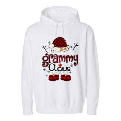 Grammy Claus Red Plaid Grandma Gift Garment-Dyed Fleece Hoodie